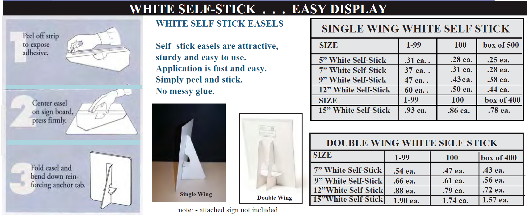 Easels White Self Stick May 2022 - Easel Backs White - Self Stick