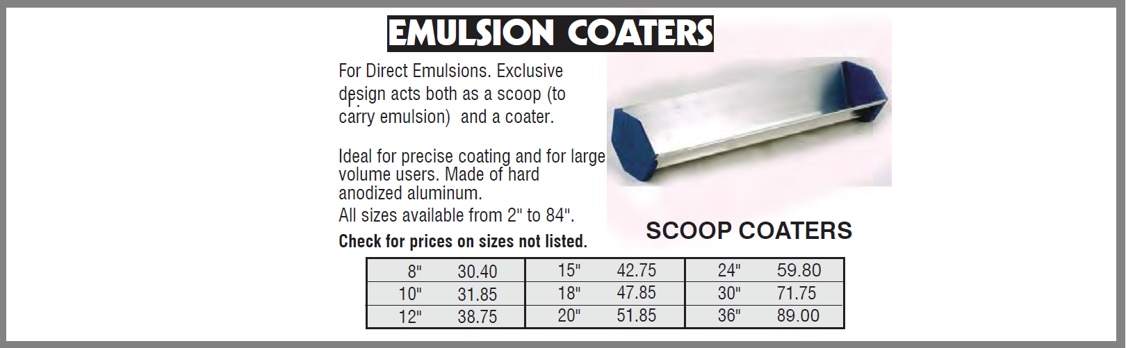 Photo emulsion coater - Screen Photo Emulsions - Coaters