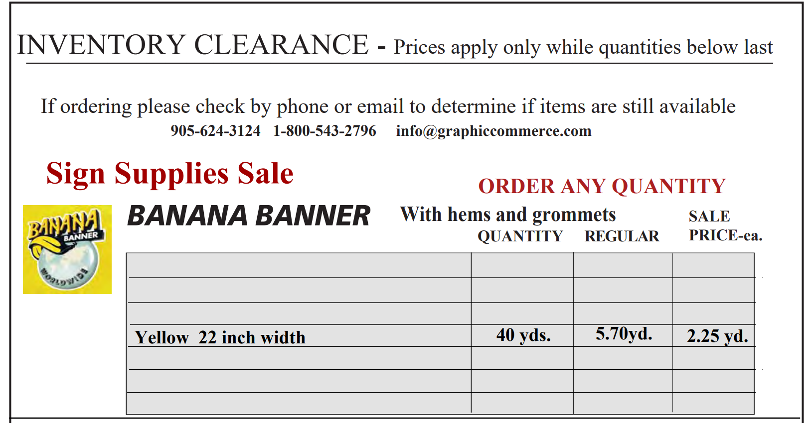 banana - INVENTORY CLEARANCE-Vinyl Banner Material